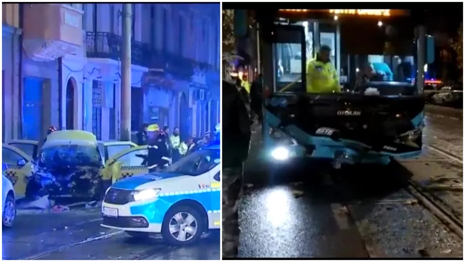 Grav accident in Bucuresti Un taxi a intrat intrun autobuz STB Un mort si patru raniti