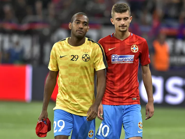 William De Amorim şi Florin Tănase înaintea unui meci al FCSB-ului