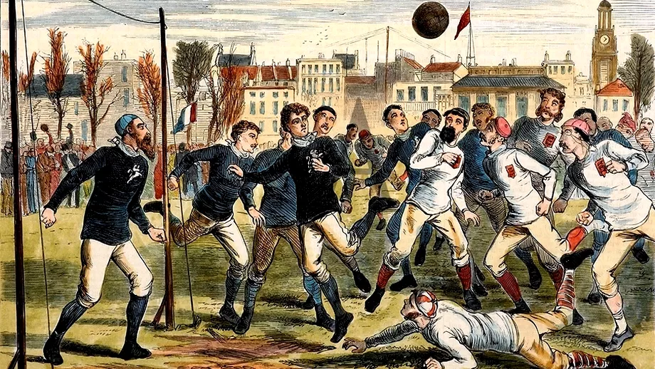 Foto 145 de ani de la primul meci international Gol anulat din cauza unei panglici de matase