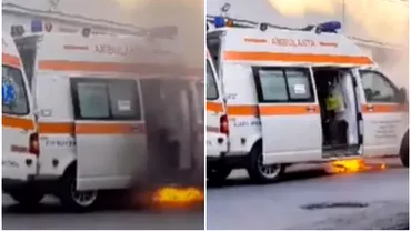 O ambulanta a luat foc din senin in curtea Spitalului Judetean Constanta Pompierii au intervenit de urgenta
