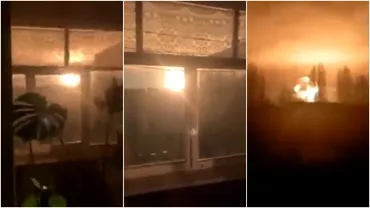 Explozie uriasa in orasul Chernihiv din Ucraina Cerul noptii sa luminat ca ziua in urma deflagratiei Video