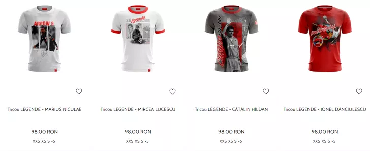 Tricouri legende Dinamobil, care pot fi cumpărate și de site-ul bitolia.ro