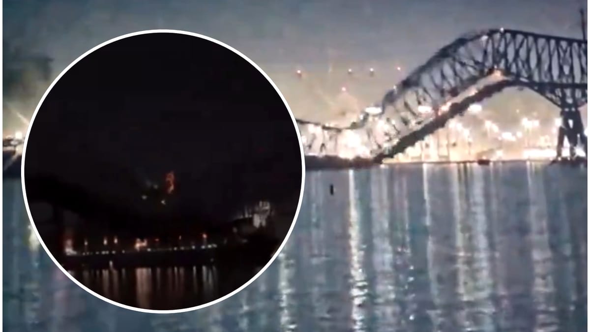 Video: Un pod din SUA s-a prăbușit după ce a fost lovit de un vapor. Cel puțin 7 mașini au ajuns în apă