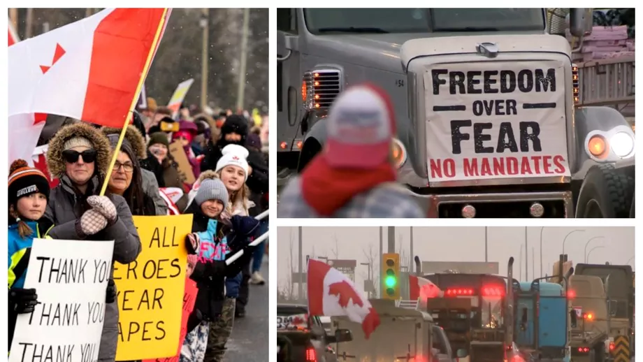 Video Canada se pregateste pentru violente Un convoi de camioane se indreapta spre capitala pentru un protest antivaccin