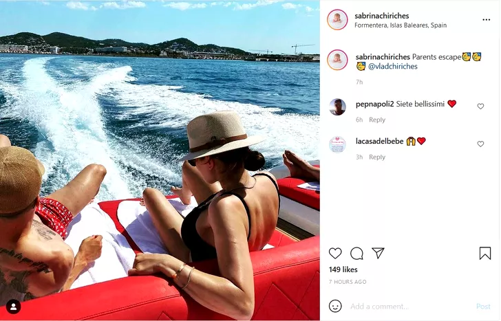 Vlad Chiriches si sotia sa se afla in vacanta in Insulele Baleare. Sursa foto: captura cont instagram Sabrina Chiriches