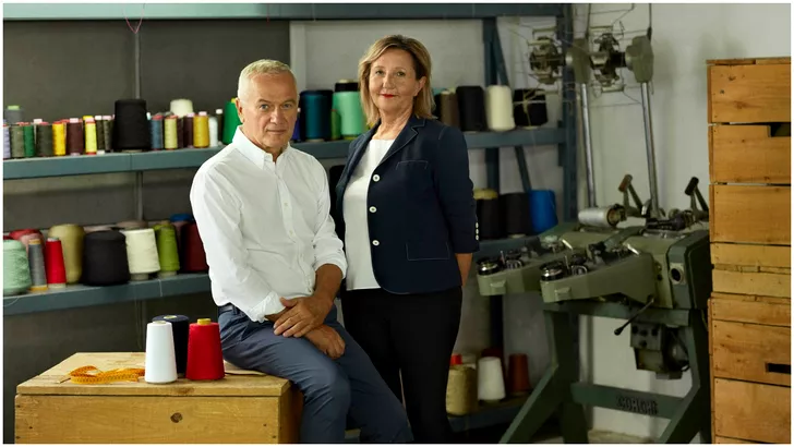 Giannino Lessi și Paola Zaffalon, la fabrica din România