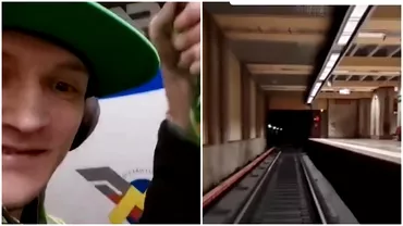 Cu o bere in mana un tanar sa filmat agatat de o garnitura de metrou in Bucuresti Politia il cauta