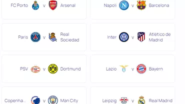 Programul complet al meciurilor din optimile Champions League Noroc pentru PSG si Manchester City
