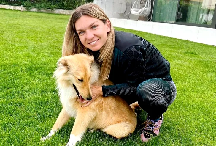 Simona Halep, alături de câinele ei, Lessie. Sursă foto: Instagram