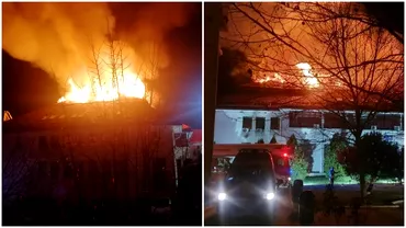 Video Incendiu suspect la Judecatoria Cornetu au ars dosare importante Focul a cuprins mansarda unde era arhiva