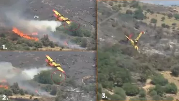 Video Momentul in care un avion de stingere a incendiilor sa prabusit in Grecia La bord se aflau doi pompieri
