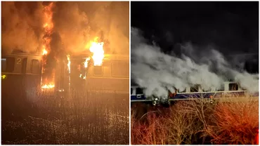 Doi politisti au intrat in flacari pentru a salva pasagerii dintrun tren cuprins de incendiu Garnitura luase foc in mers Video