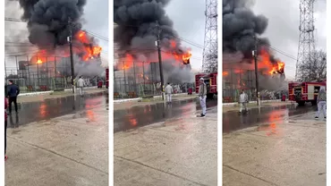 Incendiu puternic la un depozit de vopseluri din Dambovita A fost emis mesaj RoAlert Video