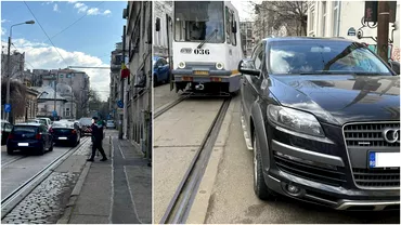 Un bucurestean a blocat cu masina doua tramvaie in Capitala Acesta a parcat chiar langa sine