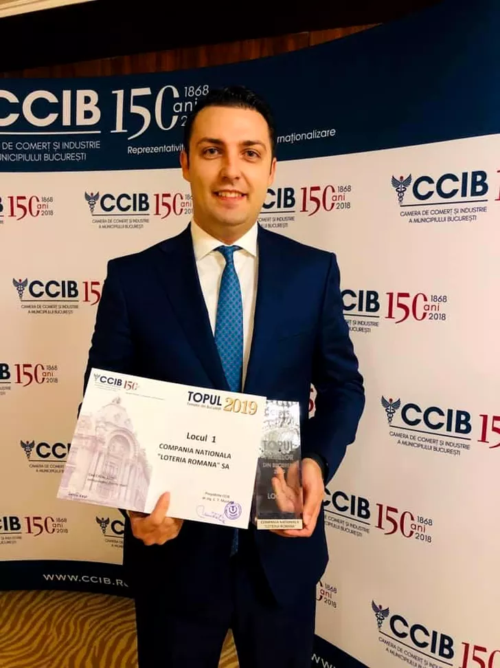 Alexandru Croitoru este mândru că Loteria Română a fost premiată de Camera de Comerț și Industrie a Bucureștiului cu locul 1 în topul firmelor de profil de pe piața jocurilor de noroc după ce a dat premii de 204 milioane de euro în primele 11 luni ale lui 2019