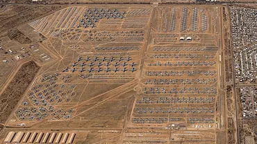 Imagini spectaculoase cu cimitirul avioanelor militare din Arizona Ce se intampla cu aeronavele care ajung in desertul din Tucson