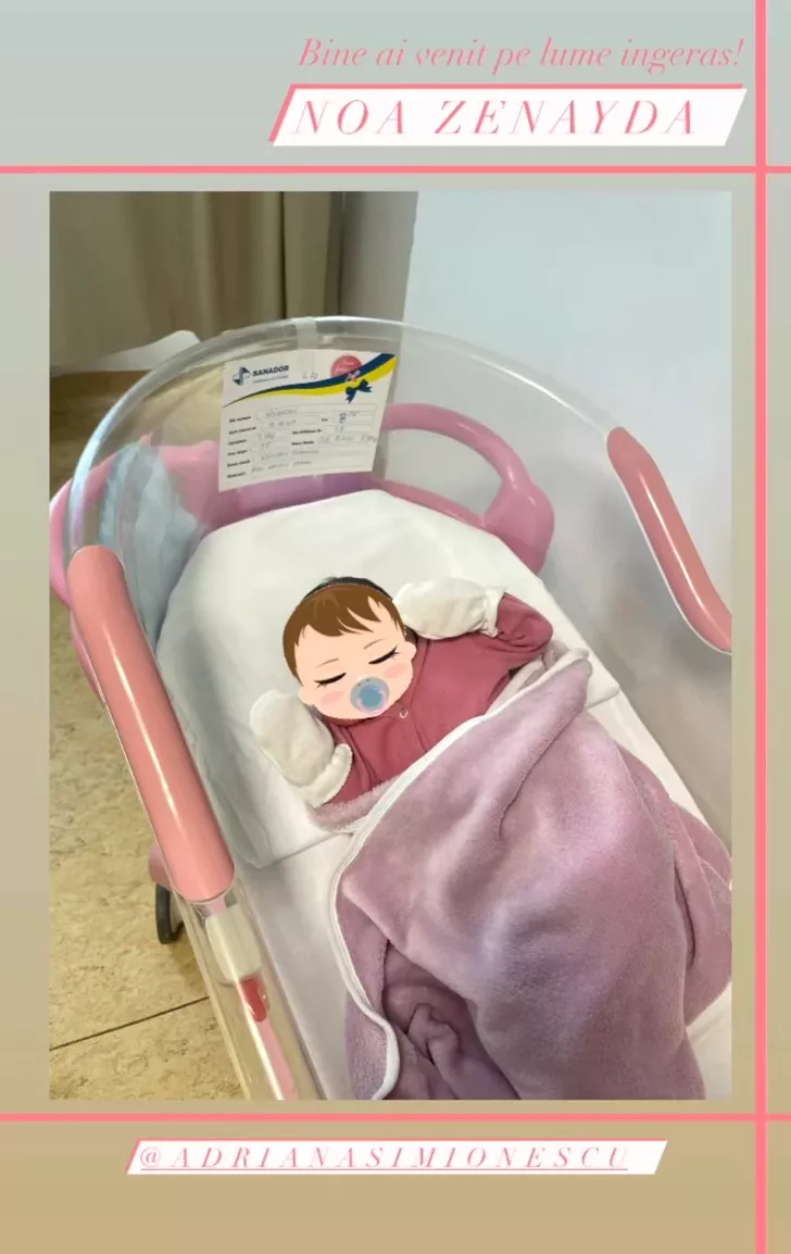 adriana simionecsu copil spital naștere haine roz