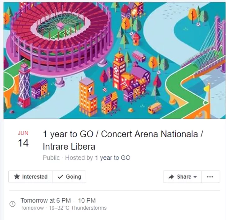 Concert pe Arena Națională, cu ocazia faptului că mai avem un an până la găzduirea Euro 2020 *foto: captură facebook