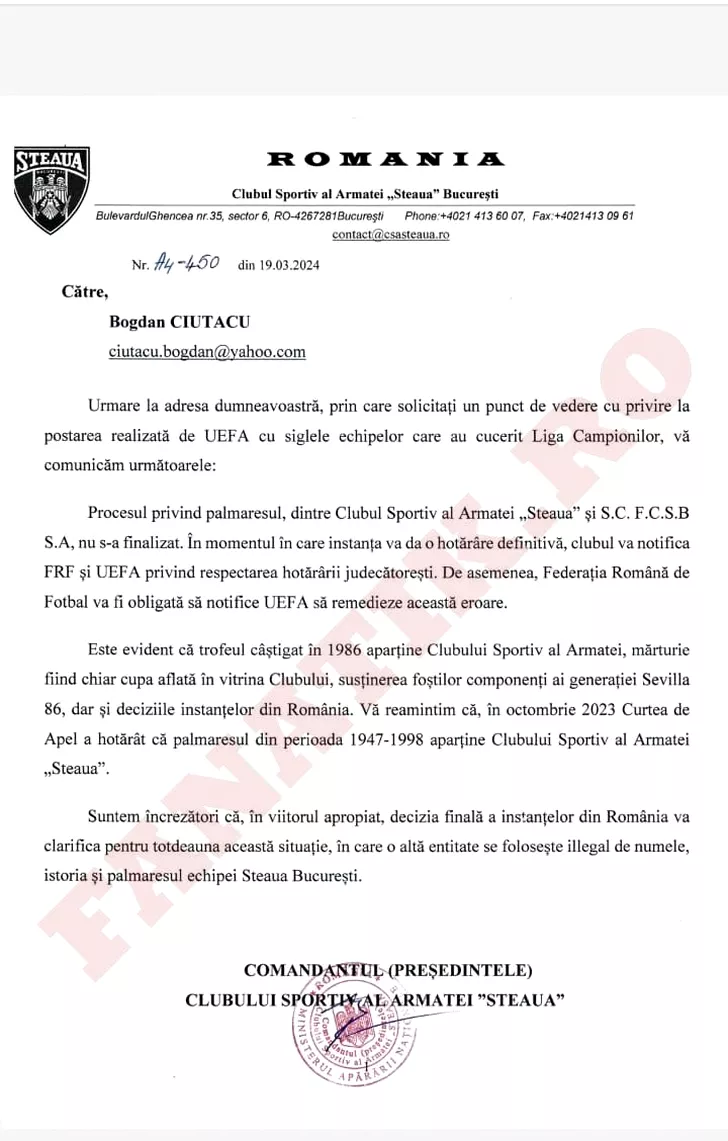 Reacția oficială a comandantul Ștefan Bichir în exclusivitate pentru Fanatik