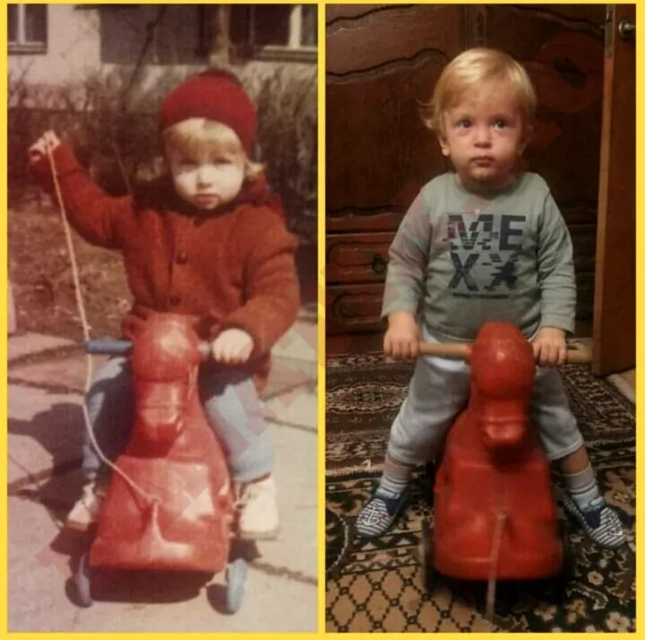 Mihai Sturzu vs nepotul său, când aveau aceeași vârstă. Sursă foto: Arhivă personală