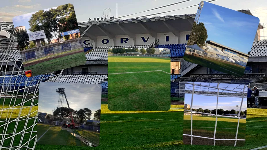 Cum arata gazonul stadionului din Hunedoara cu o zi inainte de meciul cu FCSB Foto