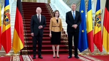 Maia Sandu primita la Palatul Cotroceni de Klaus Iohannis si Olaf Scholz Reuniune trilaterala RomaniaGermaniaMoldova Video