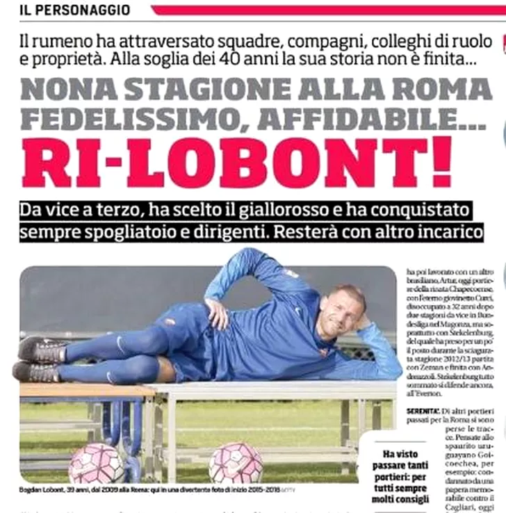 Bogdan Lobont la al 9-lea sezon in tricoul lui AS Roma1