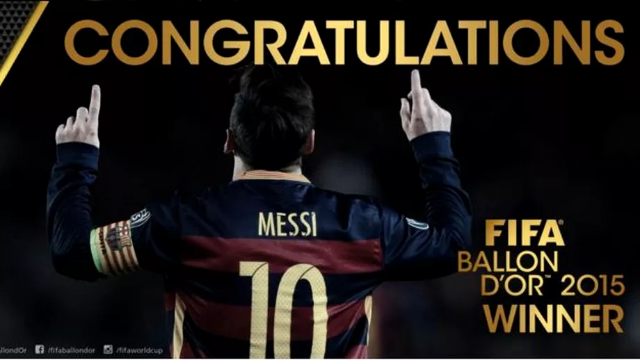 Fara surprize la Zurich Messi a cistigat al cincilea Balon de Aur