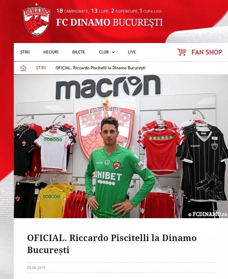 Riccardo Piscitelli a semnat cu Dinamo! Anunțul oficial al câinilor. FANATIK confirmat 