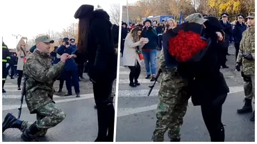 Moment emotionant la Parada Militara de 1 decembrie Un soldat sia cerut in casatorie iubita VIDEO