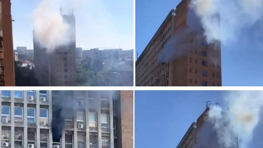 Incendiu in Capitala Sediul Agentiei Nationale de Cadastru din Bucuresti a luat foc Foto
