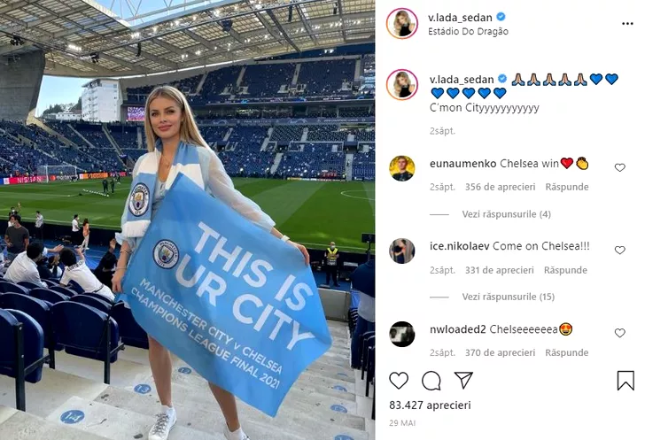 Vlada Zinchenko a fost prezenta si la finala UEFA Champions League dintre Manchester City si Chelsea