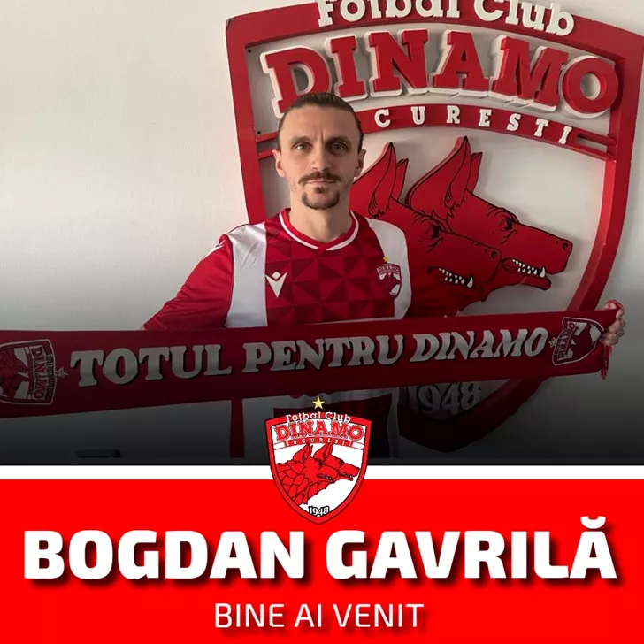 Bogdan Gavrilă transferat la Dinamo. Sursa: Facebook Dinamo