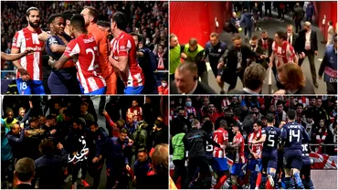 Incidente pe teren la Atletico  Manchester City Jucatorii la un pas de bataie generala si la vestiare Politia a intervenit la finalul meciului Video