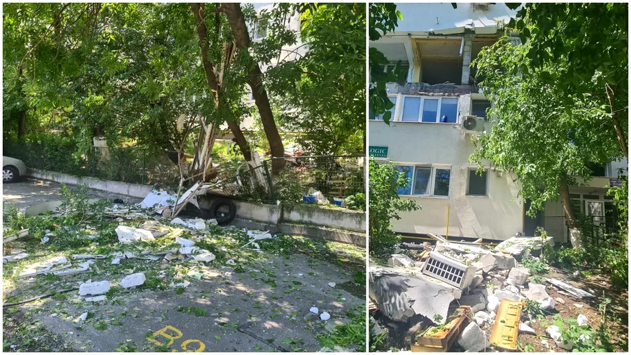 Foto Explozie violenta intrun apartament din Bucuresti peretii au fost spulberati Un barbat a fost prins sub o placa de beton