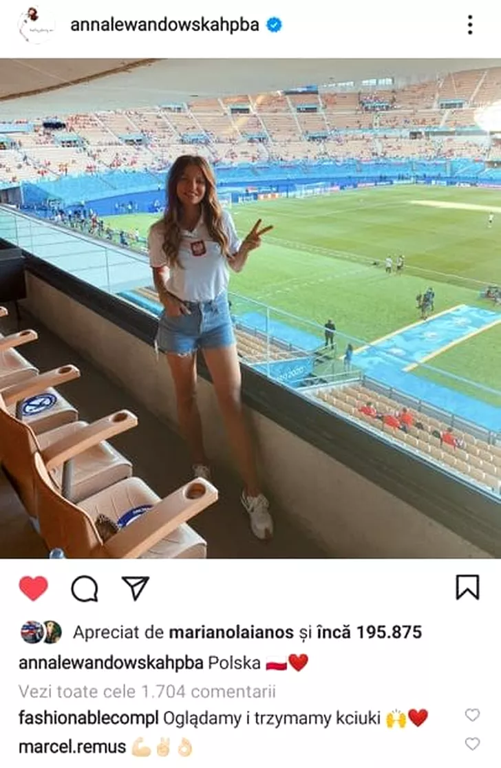Anna Lewandowski, la meciul dintre Spania si Polonia de la Madrid