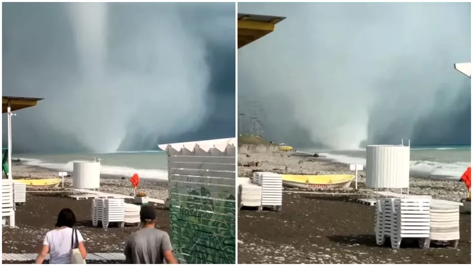 Fenomen meteo periculos pe Marea Neagra O tornada a speriat oamenii  Video