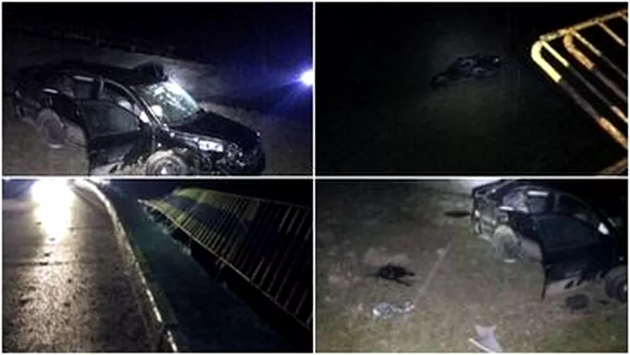 Accident infiorator in judetul Olt Cinci tineri au sarit cu masina de pe un pod