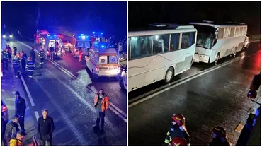 Accident grav in Sibiu coliziune intre doua autocare cu 90 de elevi si profesori Plan Rosu activat