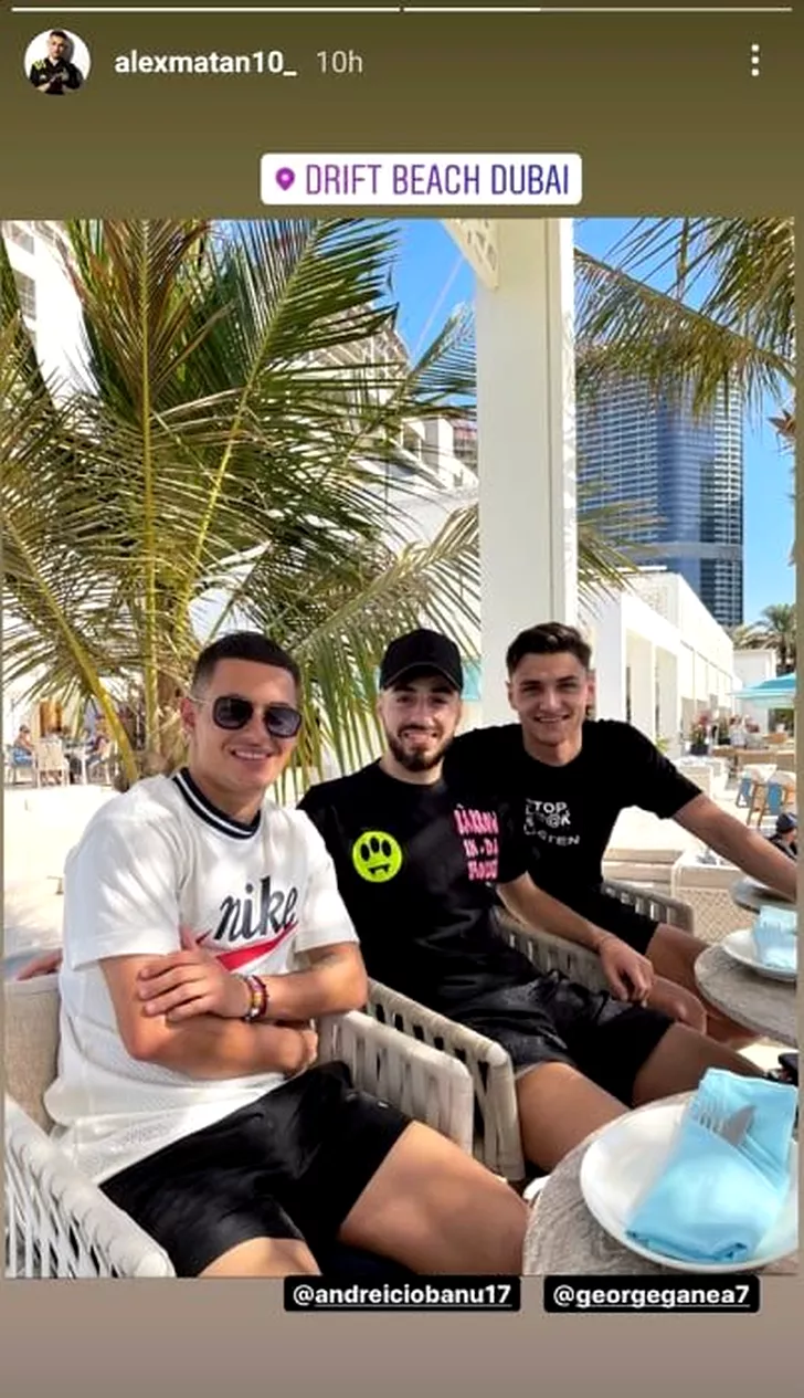 Alex Mățan, alături Andrei Ciobanu și George Ganea în Dubai. Sursă foto: Instagram Alex Mățan