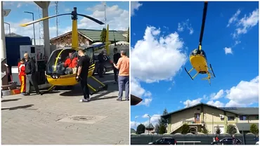 Video Un pilot a aterizat cu elicopterul direct intro benzinarie Val de glume pe internet A bagat de 50 de lei