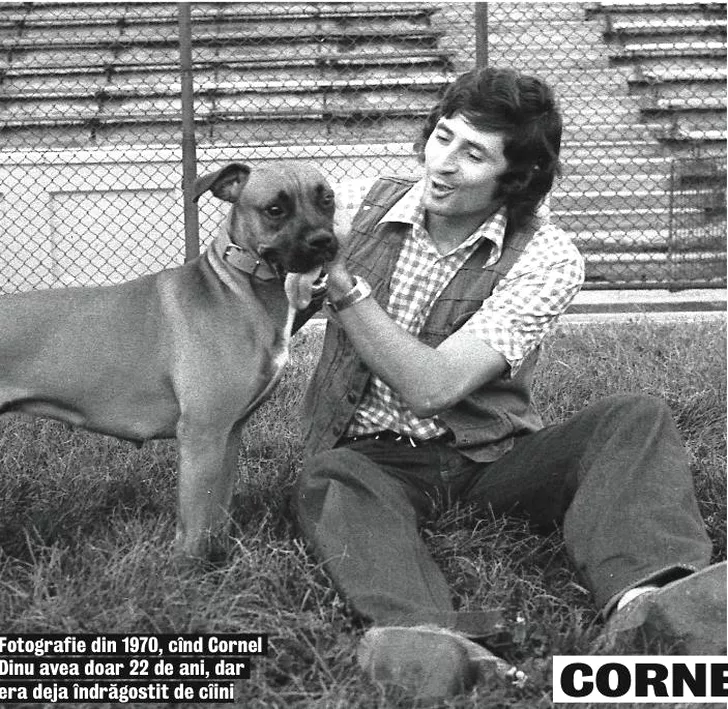 Cornel Dinu, un „câine” care a iubit dintotdeauna câinii, cu și fără ghilimele. Aici într-o poză de când avea doar 22 de ani
