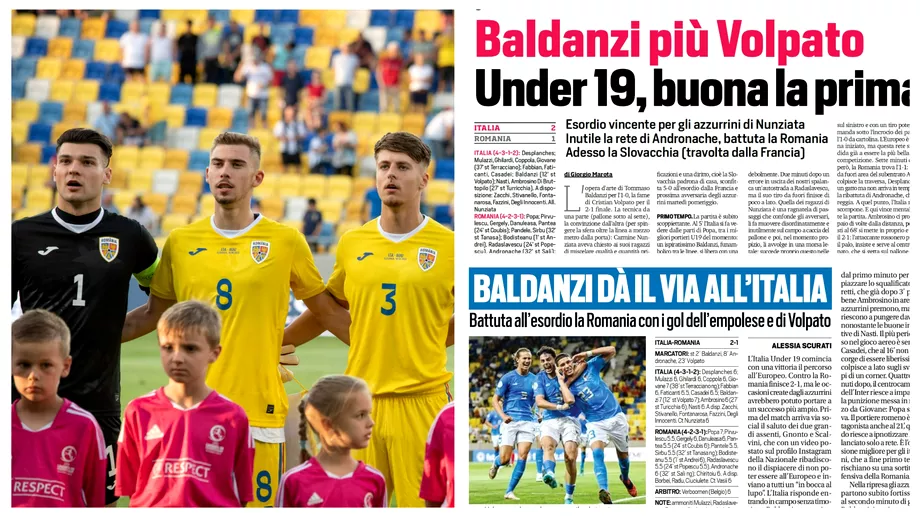 Ce note au primit jucatorii Romaniei U19 dupa infrangerea cu Italia U19 Tricolorul remarcat de italieni Unul dintre cei mai buni ai momentului