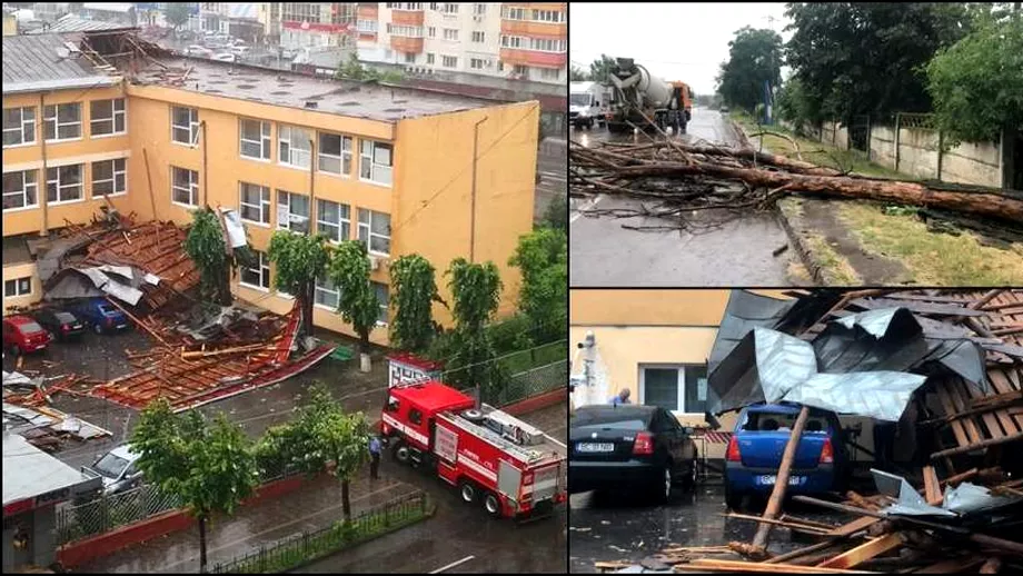 Furtuna de proportii in Bacau Vijelia a facut ravagii in oras VIDEO