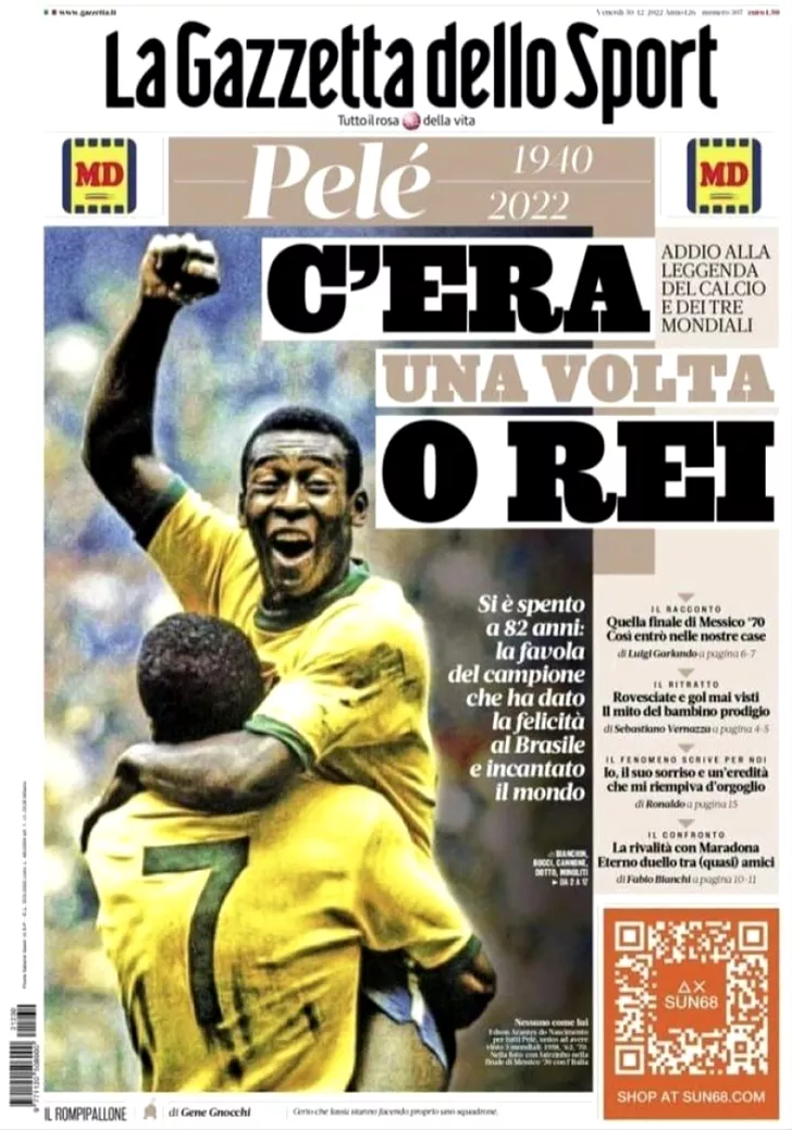 Gazzetta dello Sport, copertă emoționantă dedicată lui Pele