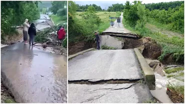 Inundatiile au rupt un pod in Dolj al doilea in cateva ore Aproximativ 100 de oameni blocati in gospodarii