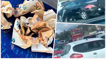 Ploua cu bani pe o autostrada din Spania O servieta cu 20000 de euro a zburat dintro masina VIDEO