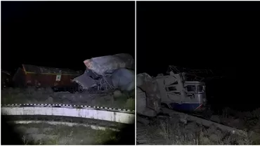Doua trenuri de marfa sau ciocnit violent la Fetesti Imagini de la locul accidentului Un alt tren cu copii blocat peste noua ore Update