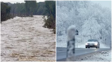 Vremea rea pune probleme in traficul din tara Drum inundat in Harghita polei si zapada in Transilvania si la munte