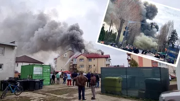 Trei Incendii puternice intro zi intro comuna din Iasi In Miroslava au luat foc acoperisul unui bloc o fabrica de vopseluri si o fabrica de mobila
